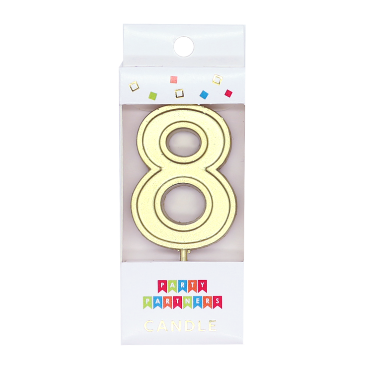 Gold Number Decal Candle 8